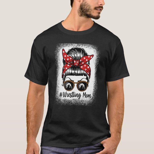 T-shirt Bleached Life Wrestling Mom Leopard Messy bun Glas (Devant)