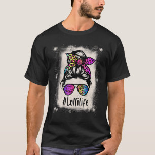 T-shirt Bleached Lolli life Messy Bun Rainbow Leopard Moth