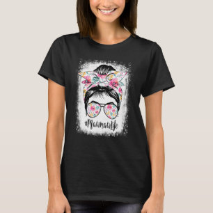 T-shirt Bleached Mawmaw Vie Messeuse Cheveux Bun Floral Fe