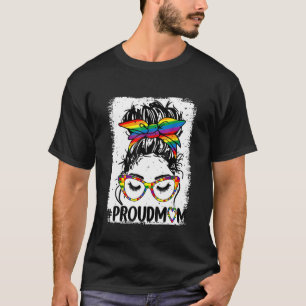 T-shirt Bleached Messy Bun Rainbow Fier Maman Lgbt Lgbtq G