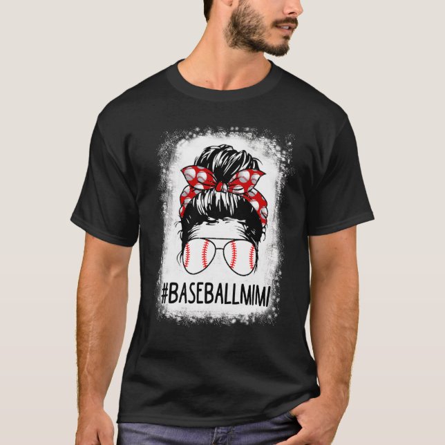 T-shirt Bleached Mimi Life Messy Bun Softball Baseball Mot (Devant)