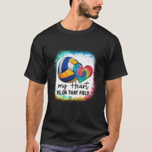 T-shirt Bleached Mon Coeur Est Sur Cette Maman De Volley-B