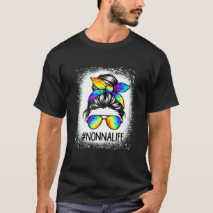 T-shirt Bleached Nonna Life Messy Hair Bun Tie Dye Mère