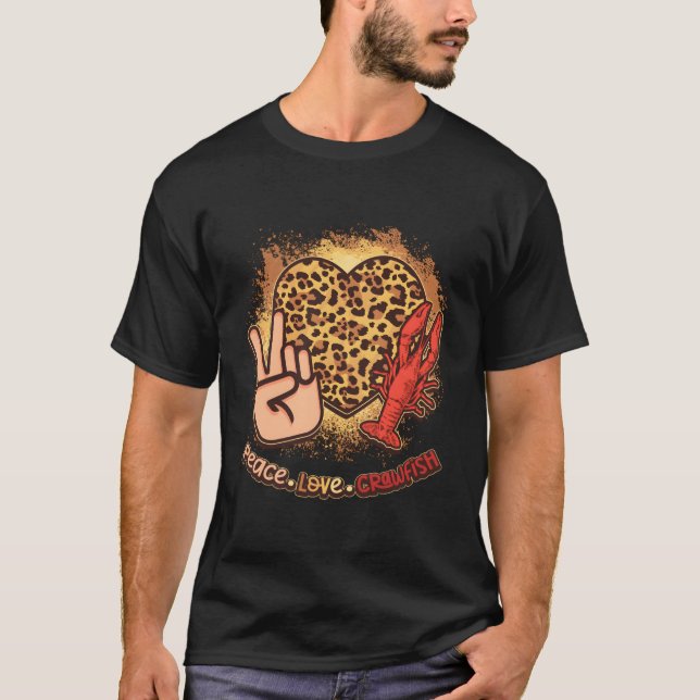 T-shirt Bleached Peace Love Crawfish Seasons Seafood (Devant)