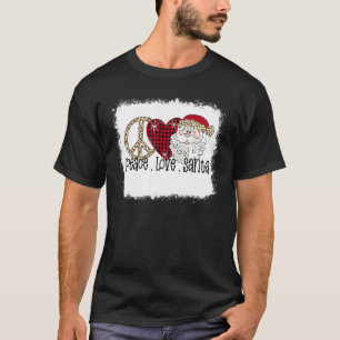 T-shirt Bleached Peace Love Père Noël Xmas Christmas Père 