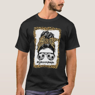 T-shirt Bleached Soccer Maman Leopard Messy Bun Cheveux Je