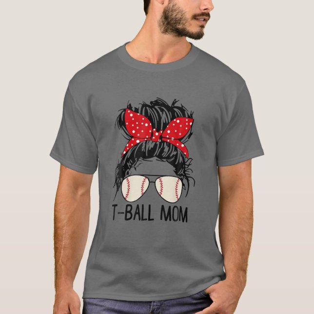 T-shirt Bleached T Ball Baseball Maman Vie Leopard Messy B (Devant)