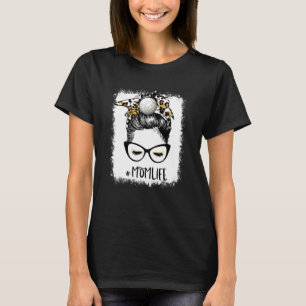 T-shirt Bleached Volleyball Maman Vie Leopard Messy Bun Ga