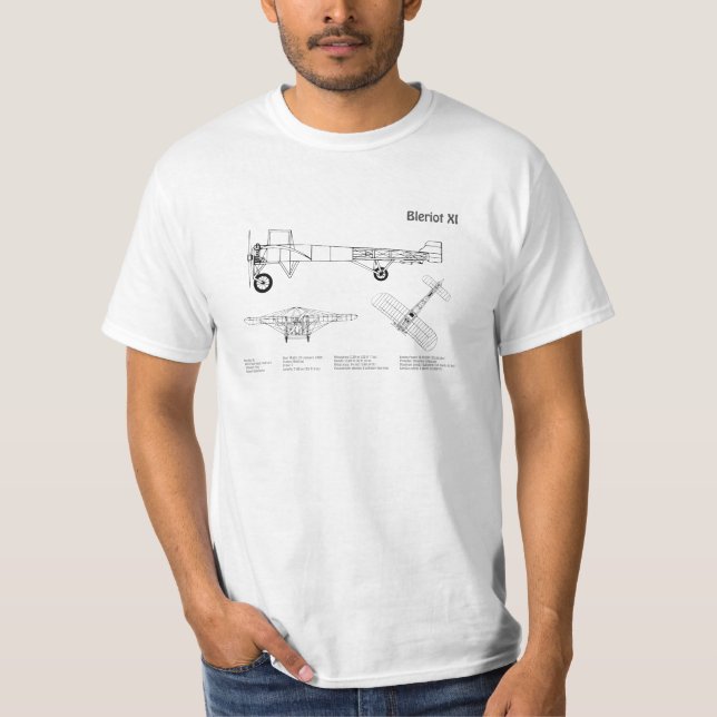 T-shirt Bleriot XI - Plans de dessin du plan d'avion BD (Devant)