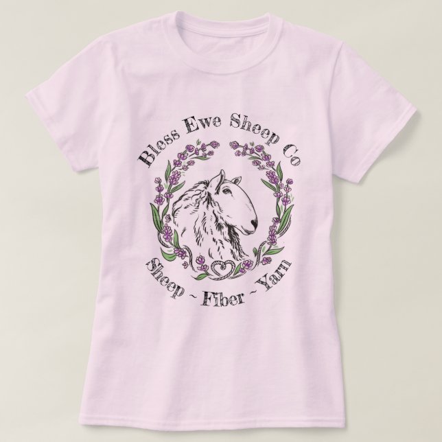 T-shirt Bless Ewe Sheep Co - Lavender Sheep Logo (Design devant)
