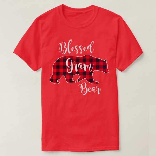 T-shirt Blessé Gram Bear Red Buffalo Check Plaid Fun Gran (Design devant)