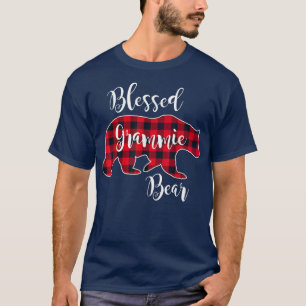 T-shirt Blessé Grammie Ours Rouge Buffalo Check Plaid Gran