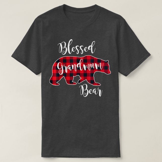 T-shirt Blessé Grand-Mère Ours Rouge Buffalo Check Plaid G (Design devant)
