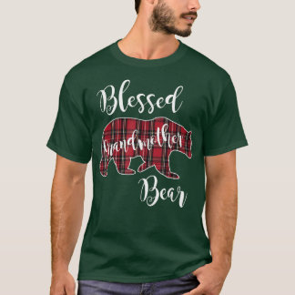T-shirt Blessé Grand-Mère Ours Rouge Tartan Plaid Gran Amu