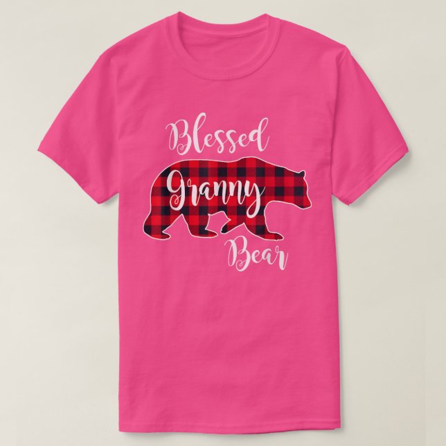 T-shirt Blessé Granny Bear Red Buffalo Check Plaid Fun Gr (Design devant)