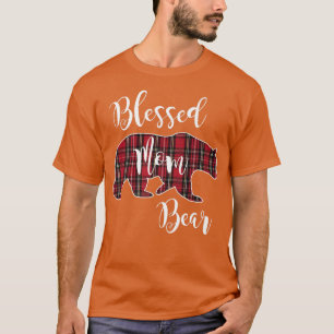 T-shirt Blessé Maman Ours Buffalo Check Plaid Motif Mama