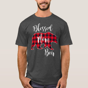 T-shirt Blessé Maman Ours Buffalo Check Plaid Motif Mama