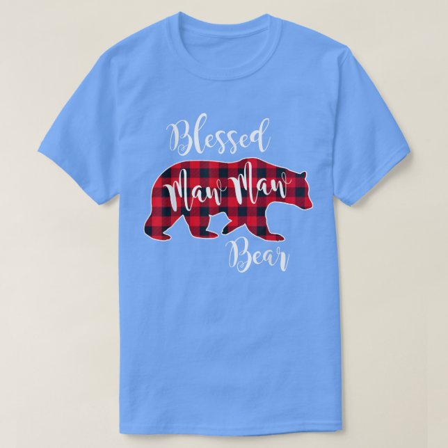 T-shirt Blessé Maw Maw Bear Buffalo Check Plaid Motif M (Design devant)