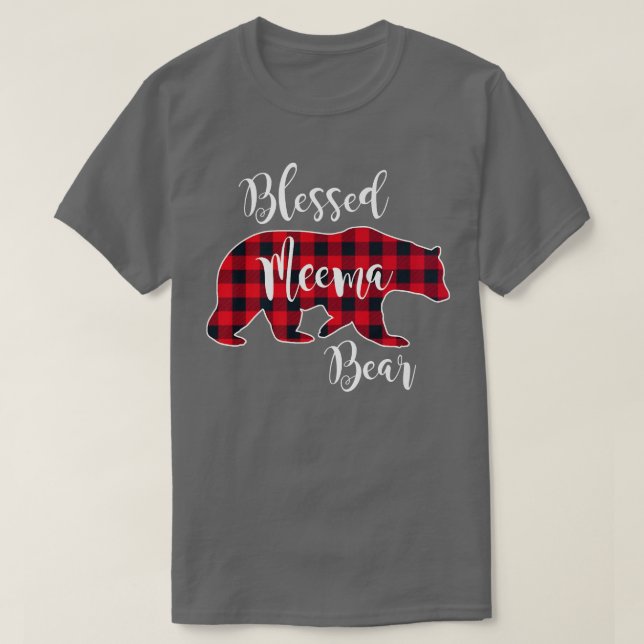 T-shirt Blessé Meema Bear Red Buffalo Check Plaid Fun Gra (Design devant)