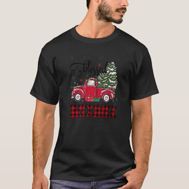T-shirt Blessé Mimi Noël Famille Lumières Camion Rouge Tr (Devant)