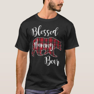 T-shirt Blessé Mummy Ours Rouge Tartan Plaid Motif Mama M