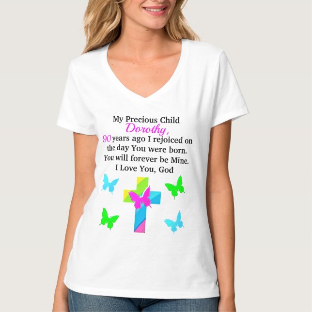 T-SHIRT BLESSED 90E ANNIVERSAIRE PERSONNALISÉ (Devant)