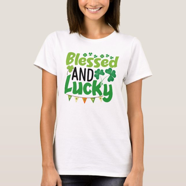 T-shirt Blessed And Lucky St. Patrick’s Day Design-61103 (Devant)