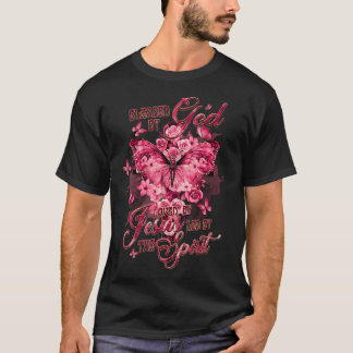 T-shirt Blessed By God Loved By Jesus Pink Butterfly Chris