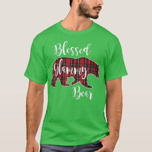 T-shirt Blessed Glammy Bear Red Tartan Plaid Grandma Gift
