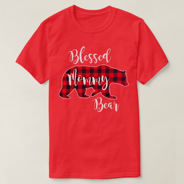 T-shirt Blessed Maman Bear Buffalo Check Plaid Pattern Mam (Design devant)