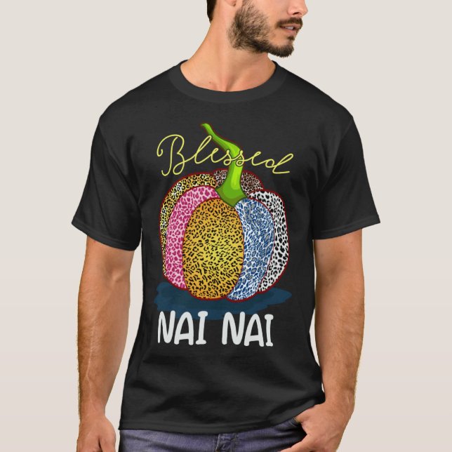 T-shirt Blessed Nai Nai Pumpkin Leopard Grandma Thanksgivi (Devant)