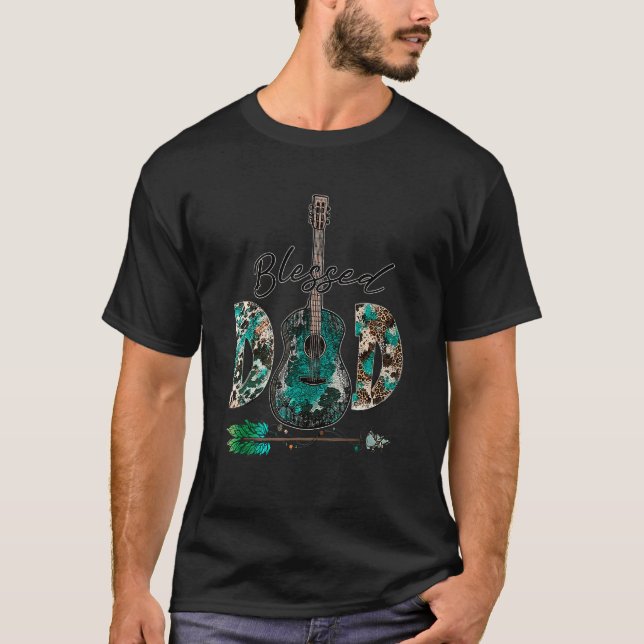 T-shirt Blessed Papa Guitare Papa Léopard Occidental Père  (Devant)