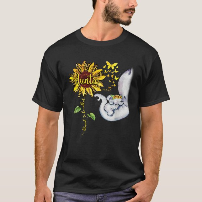 T-shirt Blessed To Be Called Auntie  Elephant Sunflower (Devant)