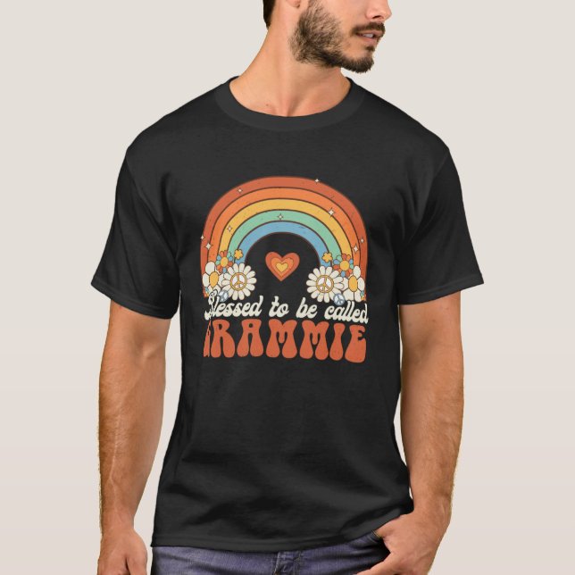 T-shirt Blessed To Be Called Grammie Groovy Rainbow Mother (Devant)
