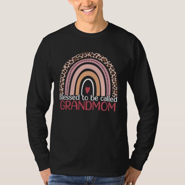 T-shirt Blessed To Be Called Grandmom Rainbow Leopard Mom  (Devant)