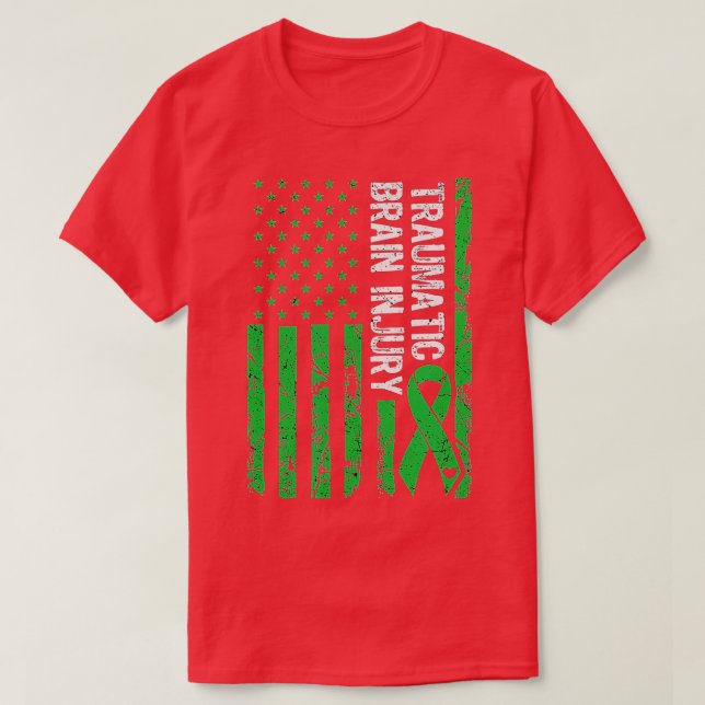 T-shirt Blessure cérébrale traumatique TBI Green Ribbon Ce (Design devant)