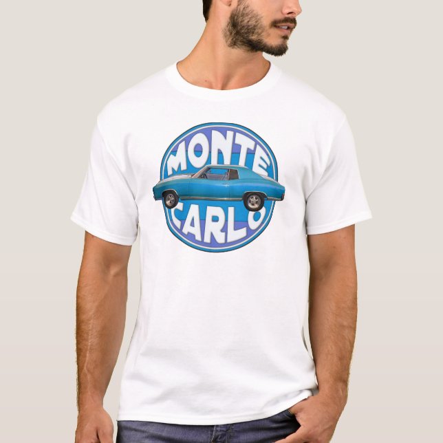 T-shirt bleu 1970 chevy de Monte Carlo (Devant)