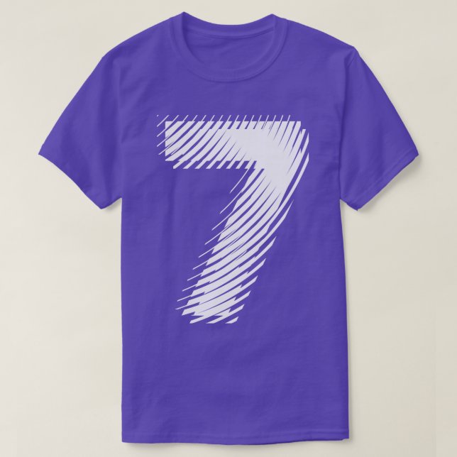 T-shirt bleu 7 en blanc (Design devant)