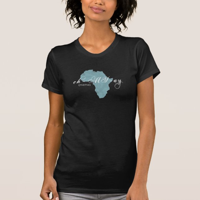 T-shirt Bleu amharique éthiopien de "maman" chemise (Devant)
