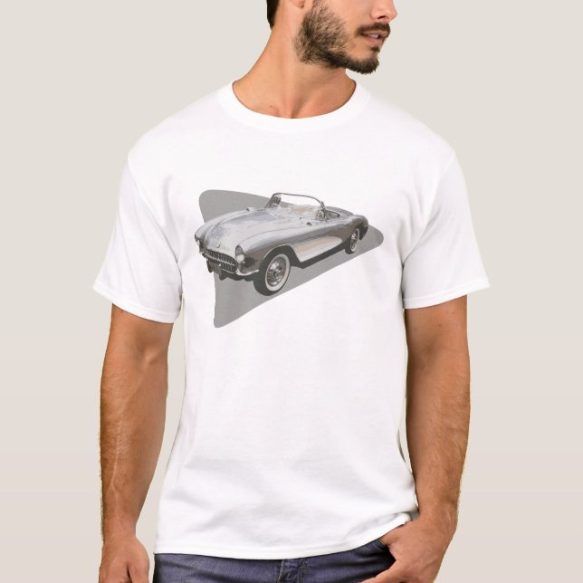 T-shirt Bleu argenté Corvette 1959 sur l'aluminium de (Devant)