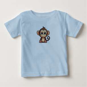 T-shirt bleu avec petit mignon singe imprimé