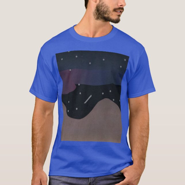 T-shirt bleu avec scène nocturne (Devant)