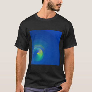 T-shirt Bleu avec un coup de pinceau abstrait jaune clair