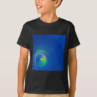 T-shirt Bleu avec un coup de pinceau abstrait jaune clair