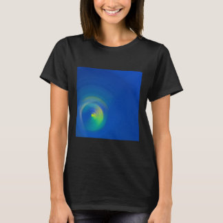 T-shirt Bleu avec un coup de pinceau abstrait jaune clair