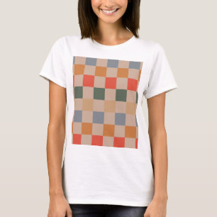 T-shirt Bleu Beige Orange Brown À damiers En vichy Motif