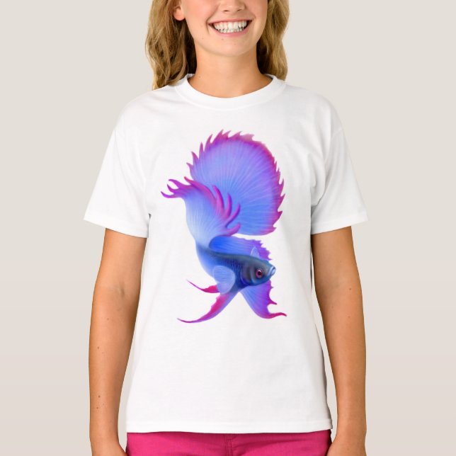 T-shirt bleu Betta Fish Kids Ringer (Devant)