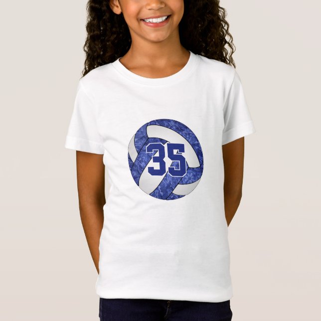 T-Shirt bleu blanc son équipe de volley couleurs personnal (Devant)
