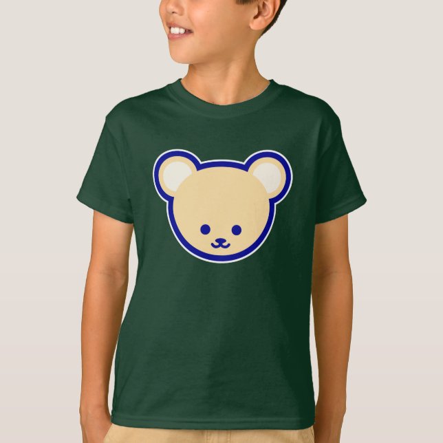 T-shirt Bleu Bleu Beige Teddy Ours mignon Vector Art (Devant)