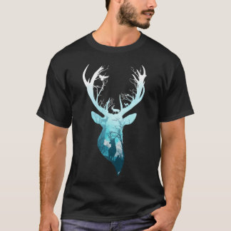 T-shirt Bleu cerf hiver